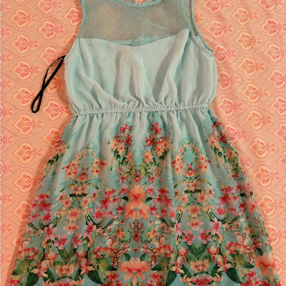 Forever 21 Light Blue Floral Chiffon Sundress for Women